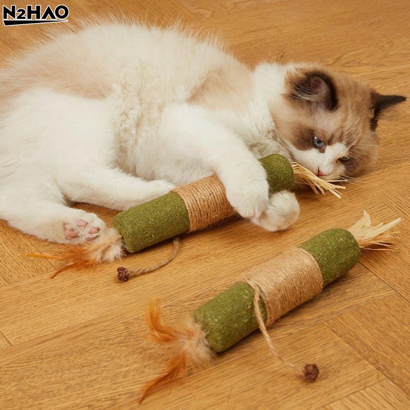 1/2PC Cat Toy Made Of Woody Smartweed Knotweed Teething Sticks Insect Gall Raffia Sisal Rope Teeth Cleaning Toy Cat TeasingStick