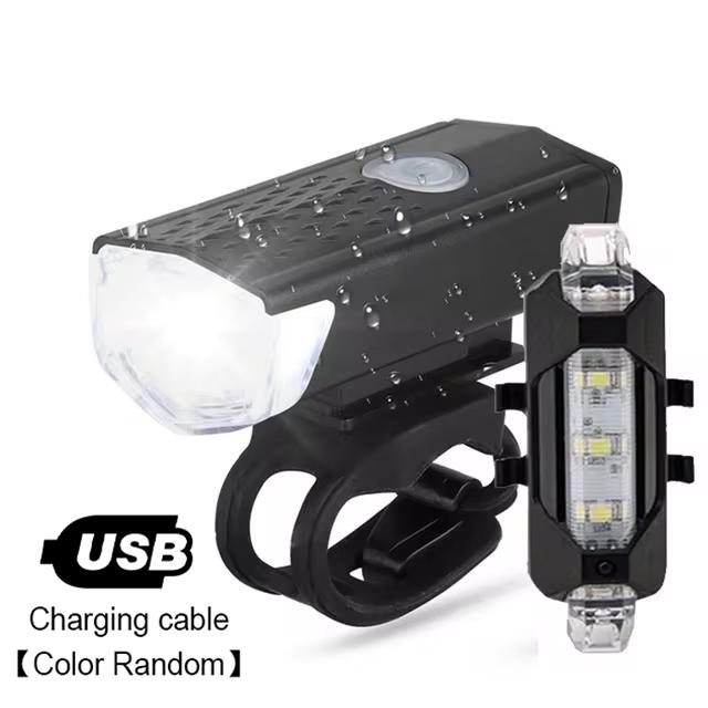 Bicycle Light Set Front Light with Taillight Rechargeable Bike Light Easy to Install Bike Headlight Night Cycling Warning Lamp