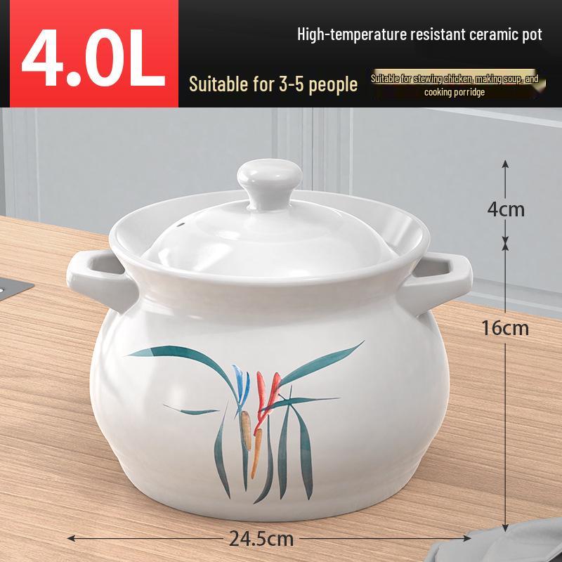 Ceramic Casserole Stew Pot for Gas Stove - Small, Dry-Burning Clay Soup Pot