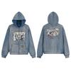 Unisex Übergroßes Used-Look Gewaschenes Kapuzen-Reißverschluss-Sweatshirt Streetwear Baumwoll-Pullover Herbst