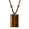 Natural Crystal Pendant Necklace Necklace, Healing Energy Stone with Adjustable Braided Rope, Polished Fake Gemstone Jewelry for Men Women Rectangle