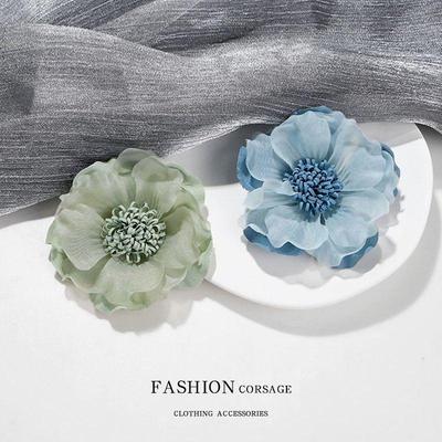 Spilla Fiore in Tessuto Stile Coreano - Spilla Tridimensionale in Garza da Donna per Abiti da Sera