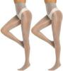 Women's Shiny High-Waisted Silk Tights - Transparent, Skinny Horse Oil Stockings