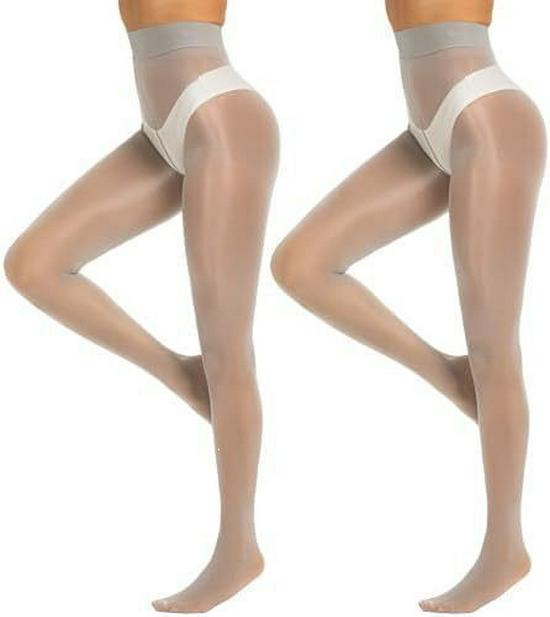Women's Shiny High-Waisted Silk Tights - Transparent, Skinny Horse Oil Stockings