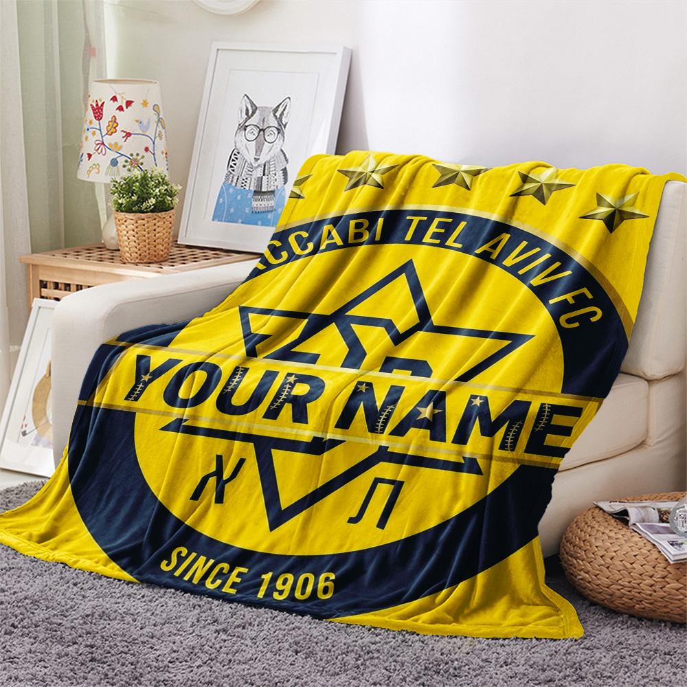 1 Stück Maccabi Fanartikel Benutzerdefinierter Name Gemustert Flanelldecke Geeignet Für Alle Jahreszeiten Für Heimdekoration Wärme Und Komfort Geschenke Feiertagsgeschenk