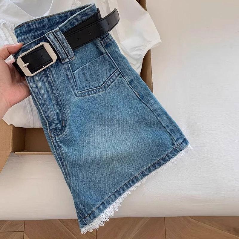 Summer High Waisted Jeans Shorts Lace Denim Jeans Women's Plus Size Loose Wide Leg Shorts
