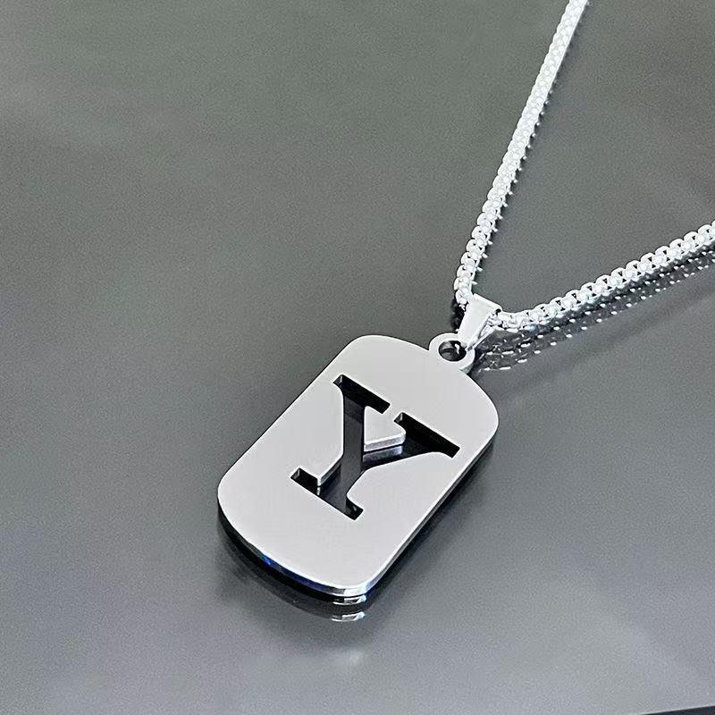 Simple Titanium Steel 26-Letter Necklace for Men and Women - Trendy Minimalist Design