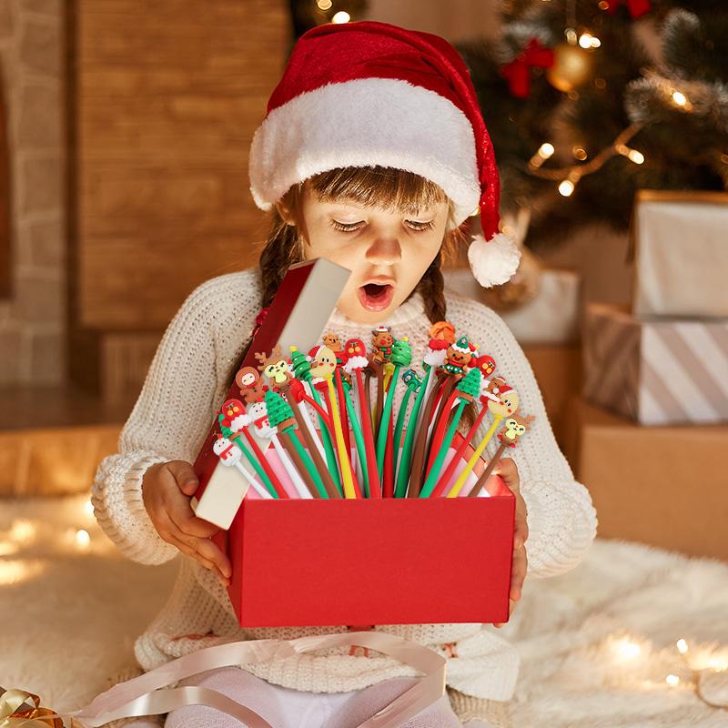 5-30Pcs Mixed Christmas Pens Cartoon Black Ink Writing Pen Kids New Year Gift Stationery 2025 Christmas Party Decor Supplies