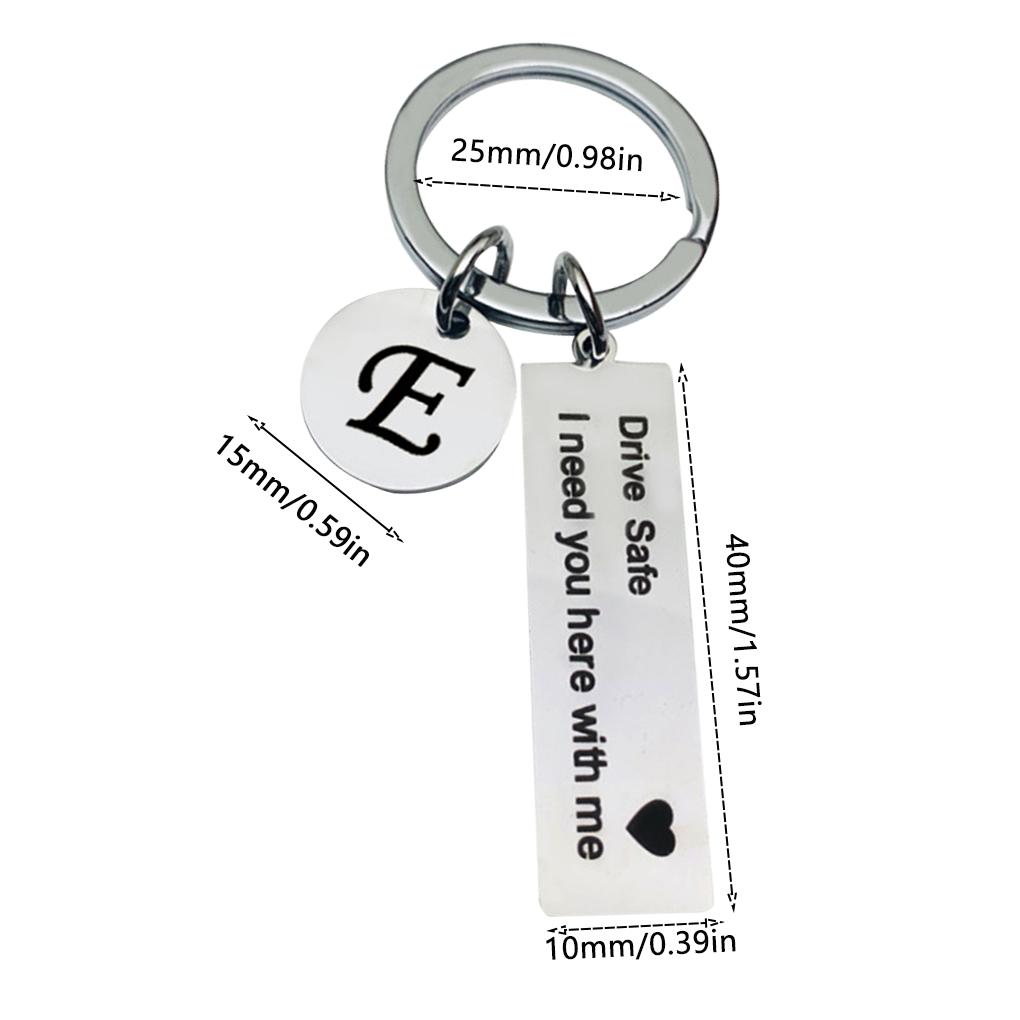 key valentines day key chain Custom A\-Z 26 Initials Letter Engrave Drive Safe I need you here with me car key