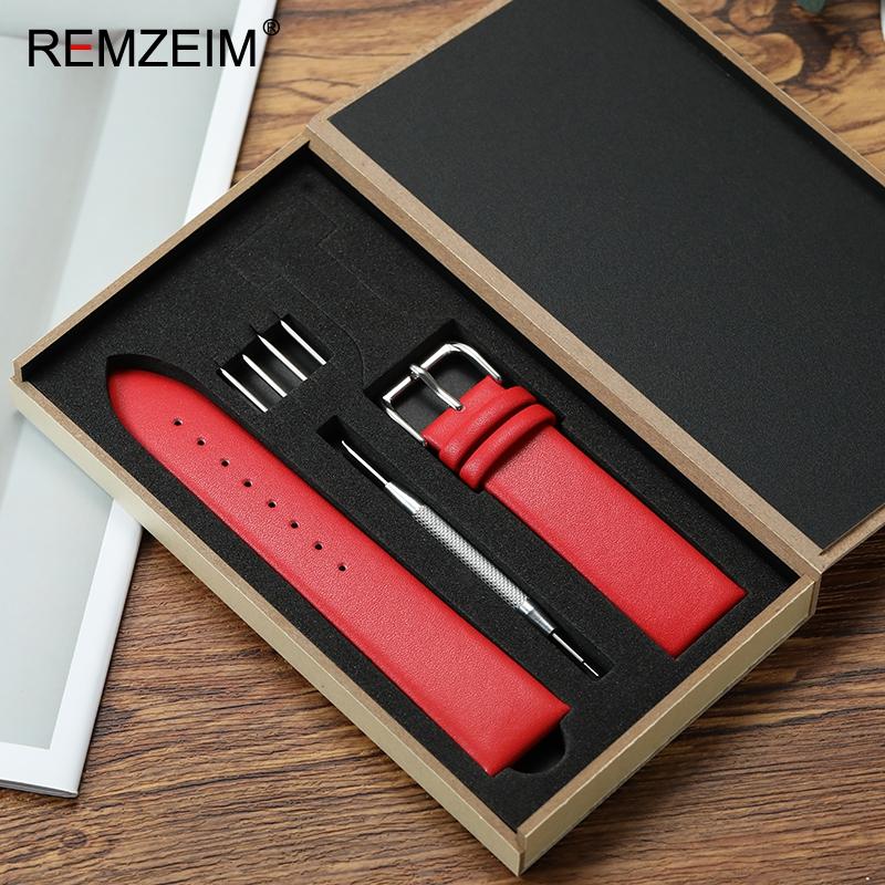 

Ultra-thin PU Leather Watchbands 18mm 20mm 22mm Watch Straps with Gift Packing Box Pink Brown Blue Red Replacement Bracelet 22mm красный