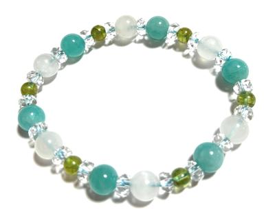 Natural Stone Power Stone Bracelet Peridot Amazonite Moonstone Natural Crystal Love Amulet Women M Inner Diameter Approximately Lucky Color for 2025