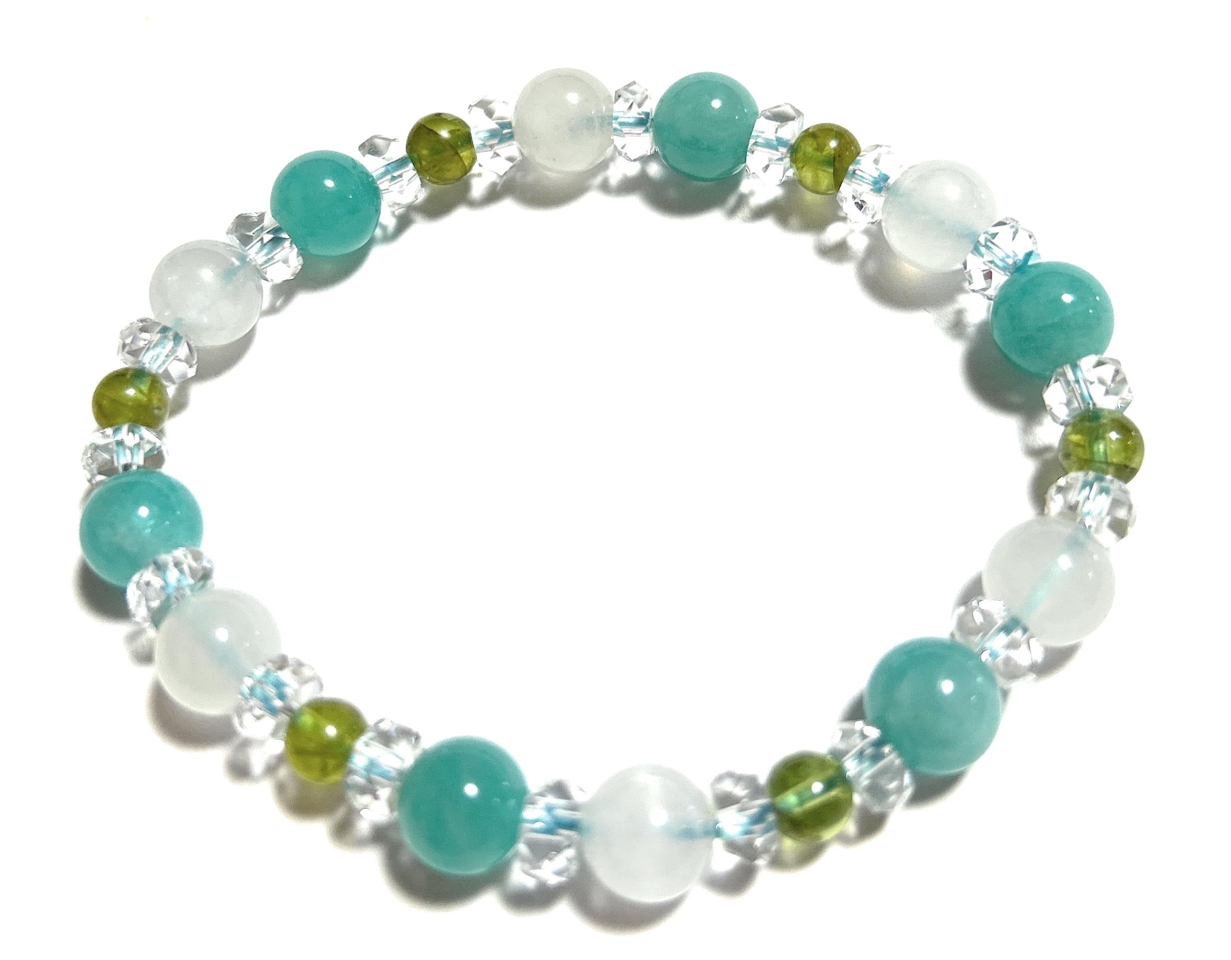 

Natural Stone Power Stone Bracelet Peridot Amazonite Moonstone Natural Crystal Love Amulet Women M Inner Diameter Approximately Lucky Color for 2025