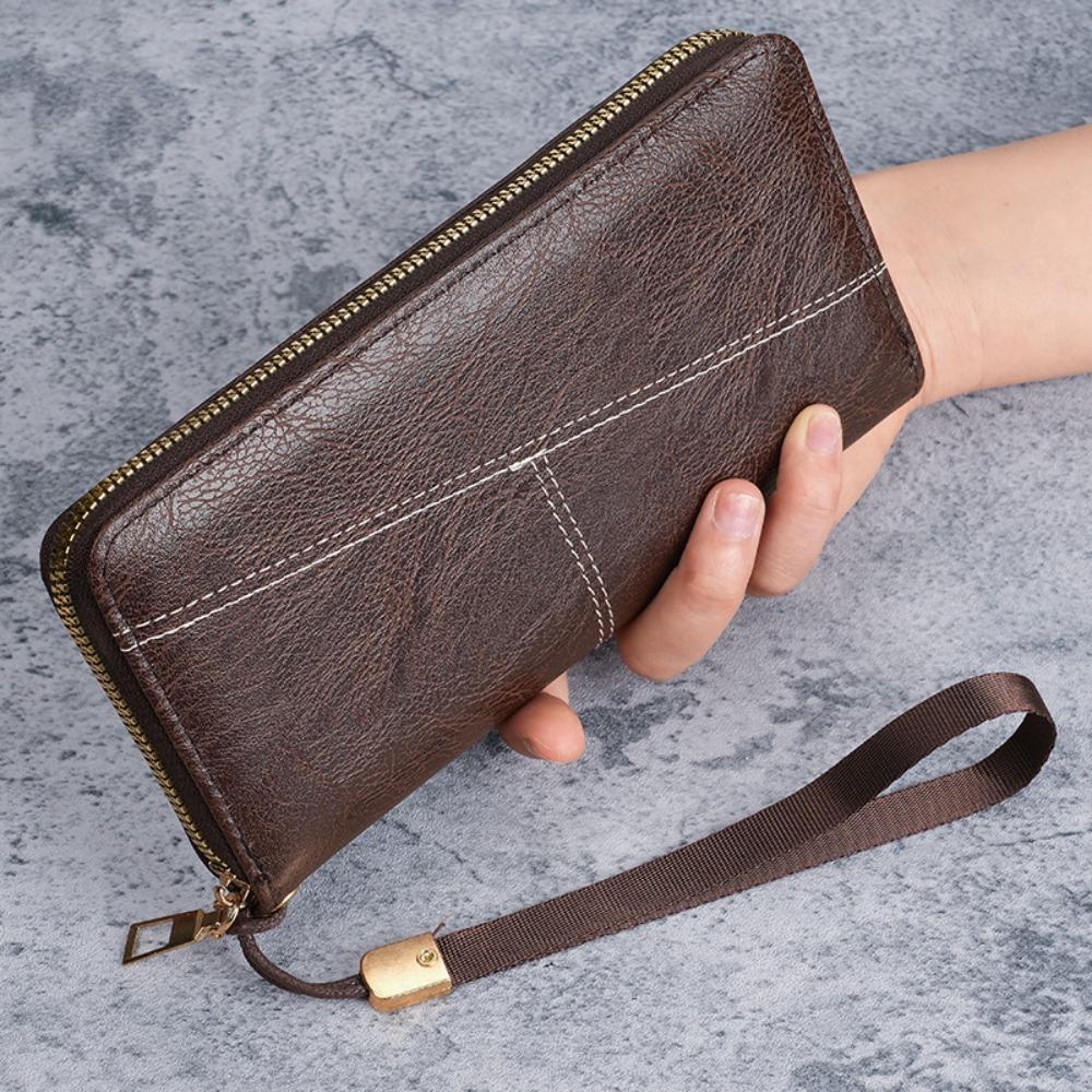 

Minimalist PU Leather Men s Wallet Long Style High Capacity Retro Coin Purse Black Coffee Brown ID Card Holder Men Women кофейный