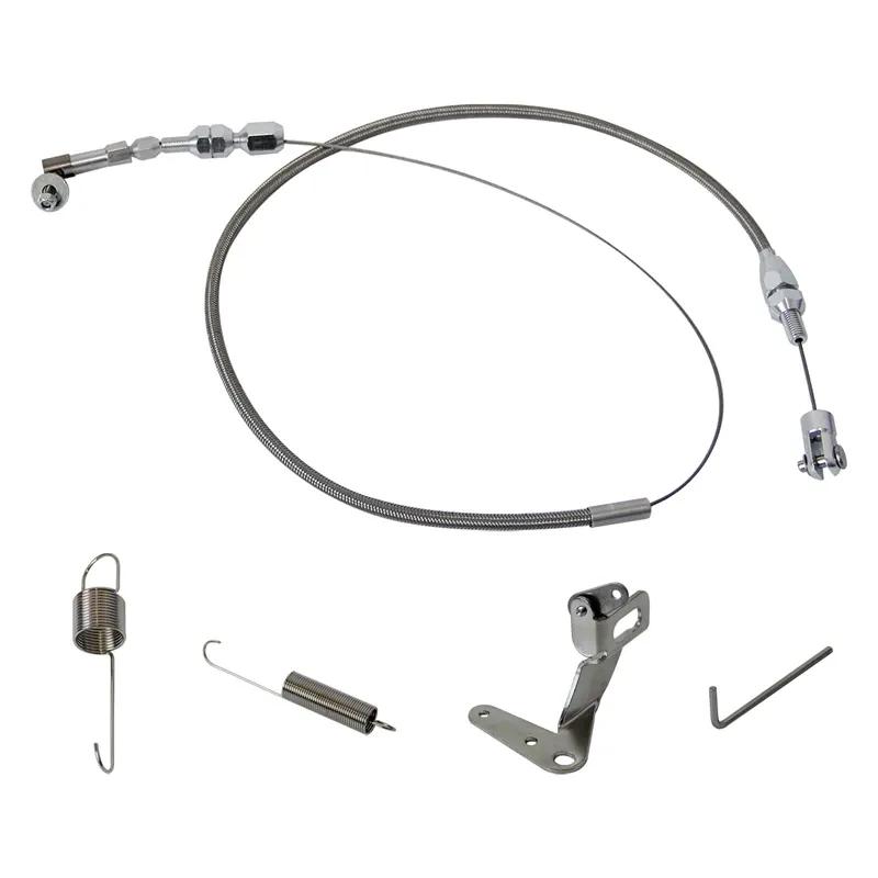 Stainless Steel Universal 24"/36'' Throttle Gas Cable & Spring Set Street Hot Rod Performance For Ford Chevy Silver