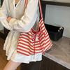 Striped Canvas Bag Lazy Wind Tote Bag Student Large Capacity Casual Shoulder Bag