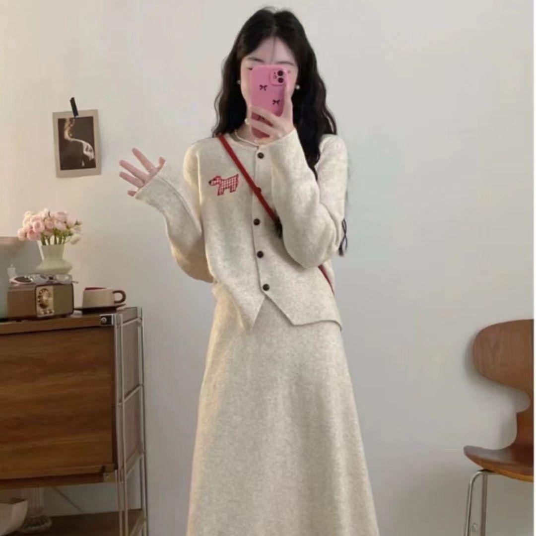 

Women s Slim-Fit Cardigan and Skirt Set for Spring/Autumn 2026 - Trendy High-End Style M (95-105 jin)