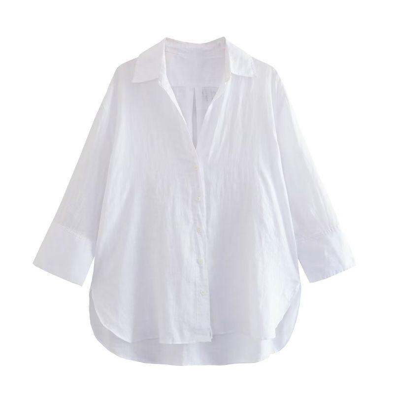 

Kaslead Fashion Wind Asymmetric Hem Linen White M