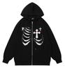 New zipper cardigan cross print Guochao treasure couple sweater hoodie jacket