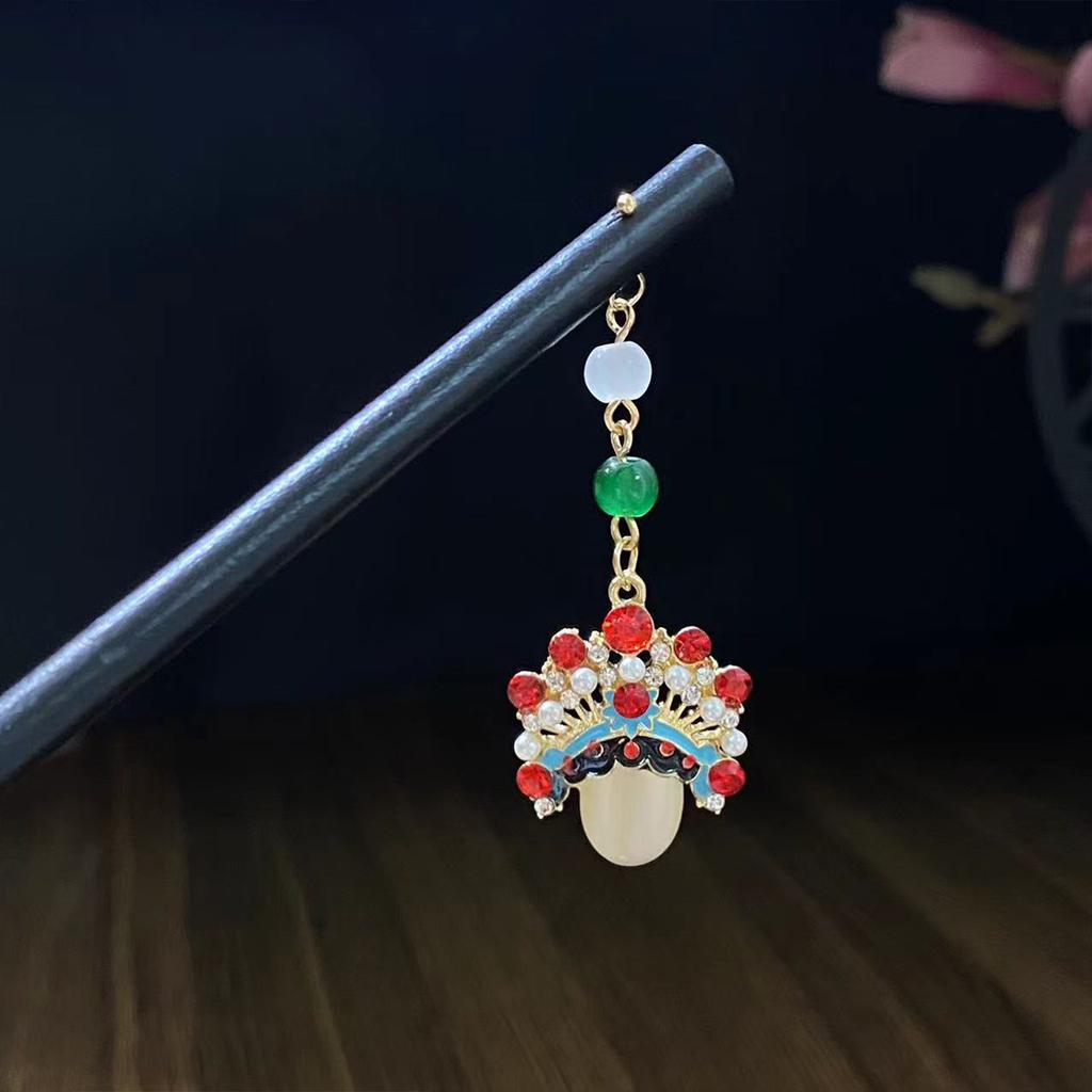 Wooden Hair Sticks Forks Retro Chinese Style Hairpins Forks Colorful Flower Designs Pendant Headpieces Hair Jewelry Ornaments