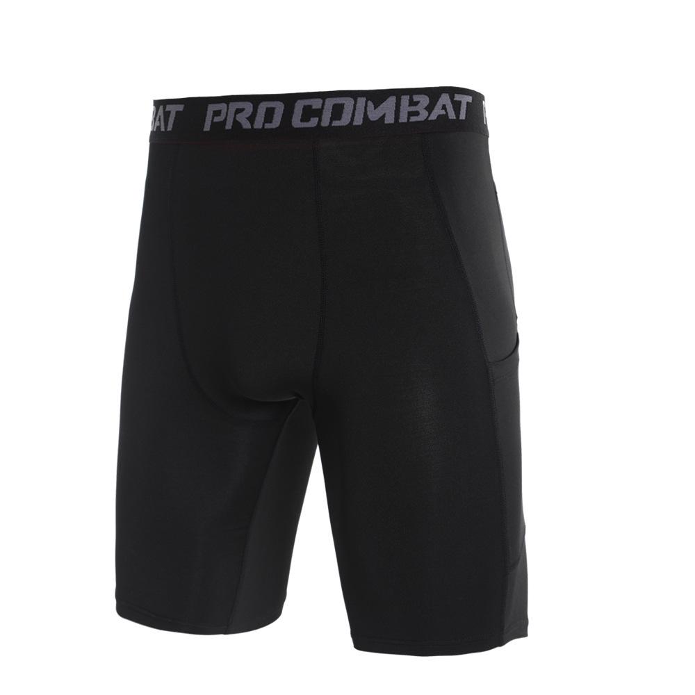 Lauf-Fitness-Kompressionsshorts mit Taschen, schweißableitend, schnelltrocknend und dehnbar