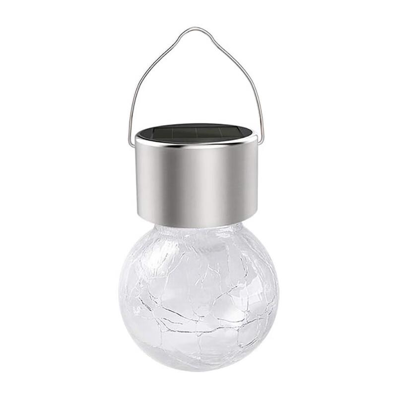 Solar LED Crackle Glass Jar Outdoor Decorative Light