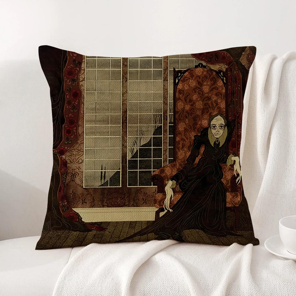 Strange Stories Cushion Cover Natural Linen Organic Fabric DoubleSided Printing Sofa Home Decor Breathable Bed Pillow