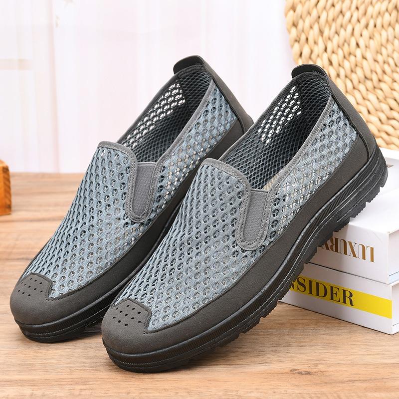 Summer mesh shoes men's old Beijing mesh shoes breathable dad shoes middle and old hollowed casual shoes mesh soft sole work shoes