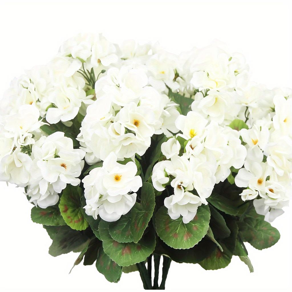 2/5pcs Realistic Artificial  Geraniums - Vibrant Floral Bouquets with Lush Green Leaves-Plastic Flowers for Indoor/Outdoor Decor
