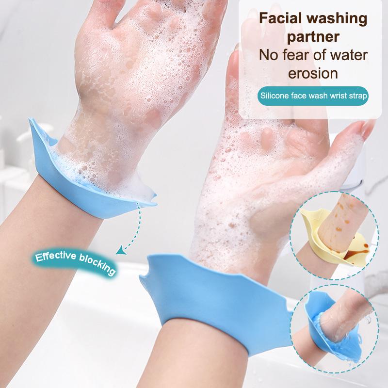 1Pairs Washing Face Spa Wrist Watch Band Flower Shape Silicone Solid Color Waterproof Wristband Headband Head Wrap