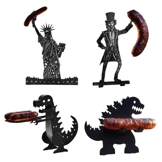 Zabawny Uchwyt na Kiełbaski BBQ Odporny na Rdzę Odporny na Ciepło Przenośny Campingowy Uchwyt na Grilla do Hot Dogów Przenośny Stojak Stojak na Kiełbaski