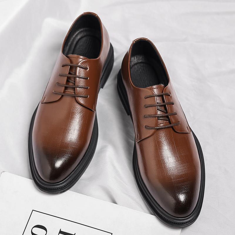 

Lace Up Derby Men Shoes with Round Toe Low Heel Comfortable Breathable N Slip Business Daily Office Formal Men Shoes 45 коричневий