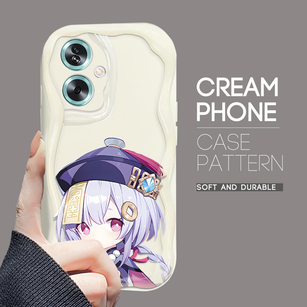 

Милый мультяшный узор, кремовая текстура, мягкий силиконовый чехол с волнистыми краями, чехол для телефона для OPPO Reno Realme OPPO A11S белый