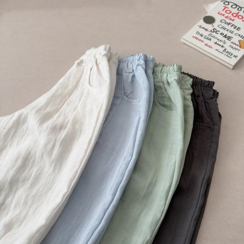 Solid Color Linen Children's Pants Kids Loose Thin Trousers Summer Harem Pants Girls' Summer Thin Children's Loose Casual Pant