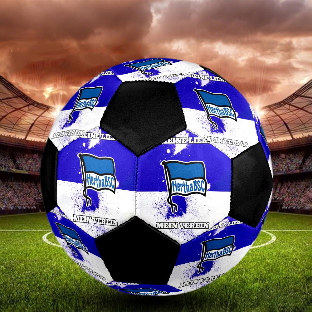 Hertha Bsc 9 Indoor Soccer Ball Colorful Machine Stitched PVC Size 5 Team Training Competition Ready Durable High-Bounce Cool Sports Gift