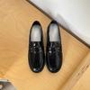 British Style Small Leather Shoes Women's 2024 Autumn New Versatile Retro Flat Heel Single Shoes Black Stepping Loafers