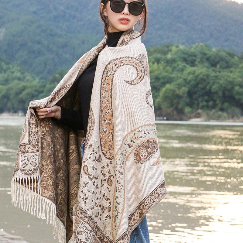70 * 190cm Autumn And Winter New Women'S Solid Color Versatile Simple Tassel Imitation Cashmere Double-Sided Scarf Warm Scarf Atmosphere Shawl