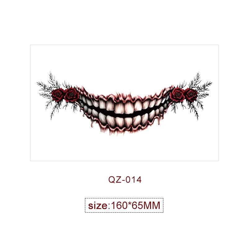 Cross-border Hot Sale Halloween Horror Big Mouth Tattoo Party Face Sticker 160*65MM