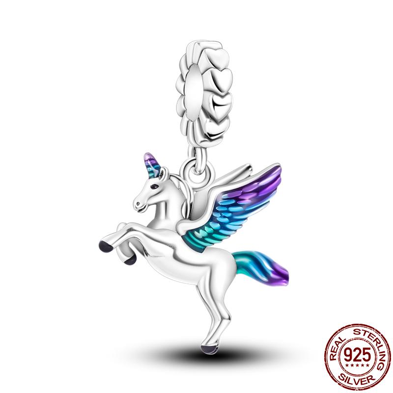 S925 Sterling Silver Luminous Colorful Fireflies Charms Fit  Bracelet Bead DIY Jewelry For Women Gift Hot Sale