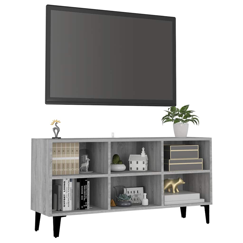 TV Cabinet with Metal Legs Grey Sonoma 103.5 x 30 x 50 cm