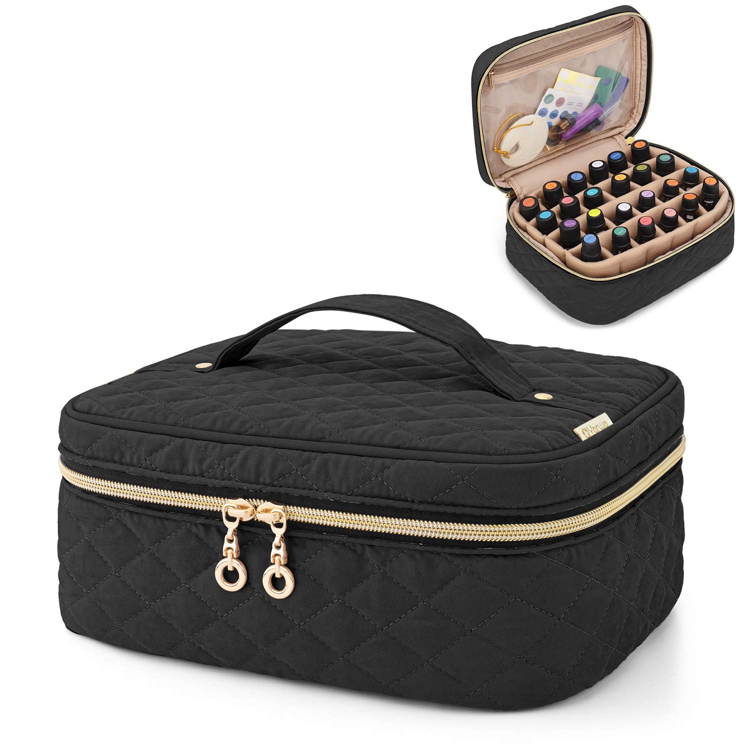 

Yarwo Essential Oil Storage Case, Holds 24 Bottles (5-30ml), with Top Handle, Black