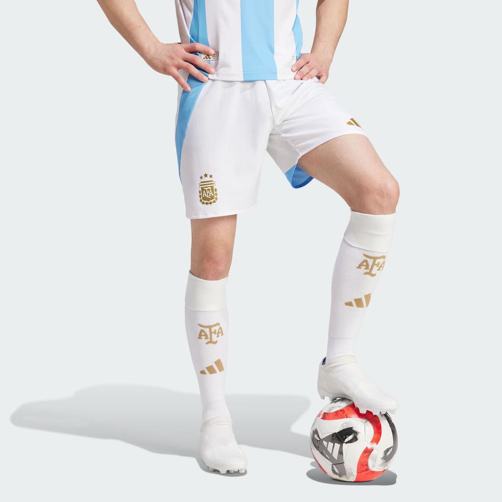 Adidas Argentina 24 Home Shorts With Logo Print And Elastic Waist Men Bottoms White Blue IN6928