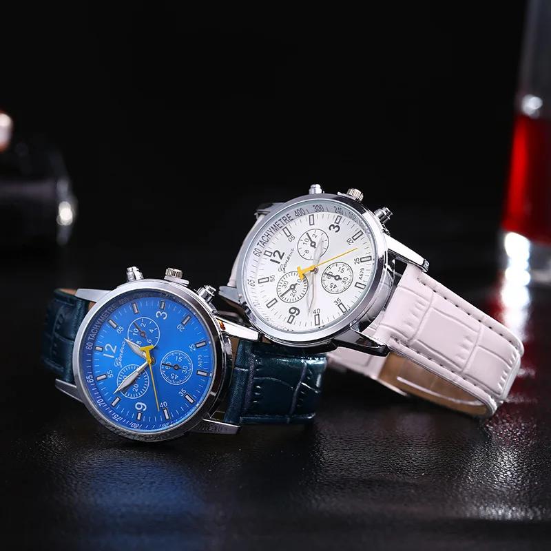 NEW Luminous Men Watch Luxury Women Watches High Quality Three-eye PU Quartz Watch Fashion Unisex Sport Wristwatch Clock Relogio