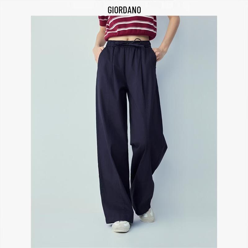 Giordano Women s 2026 Spring Minimalist Wide-Leg Drawstring Casual Pants L