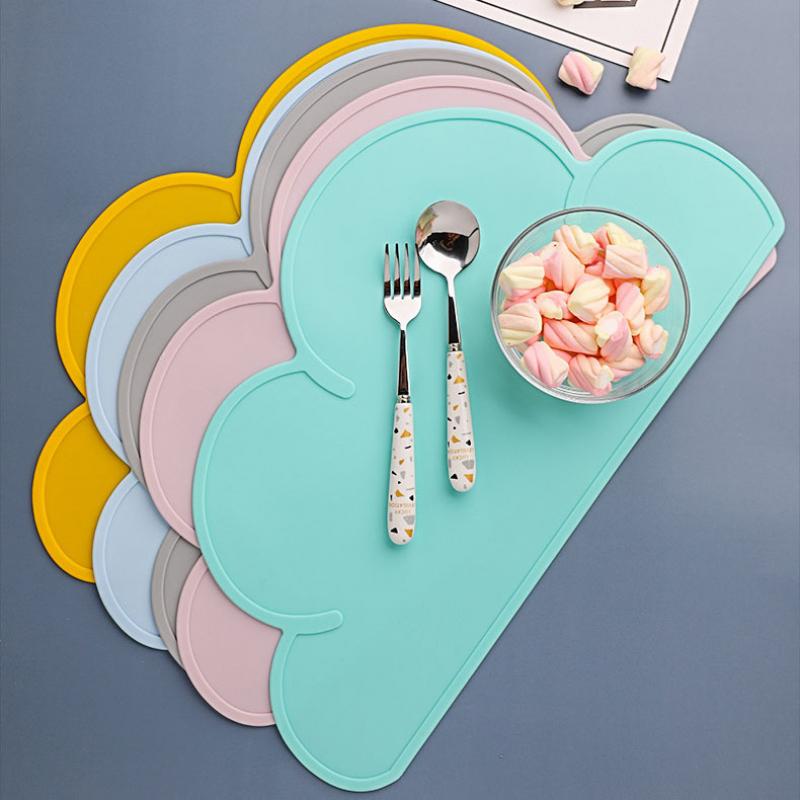 Cloud Shape Silicone Table Pad Placemat Food Grade Kid Plate Mat Waterproof Heat Insulation Mat Kitchen Gadget Easy Cleaning Mat