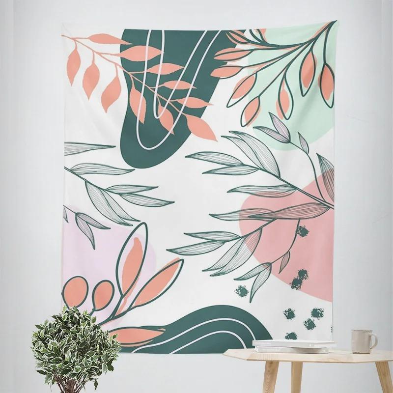 ins style abstract plant illustration tapestry Morandi bedroom decorative cloth cafe art background wall cloth