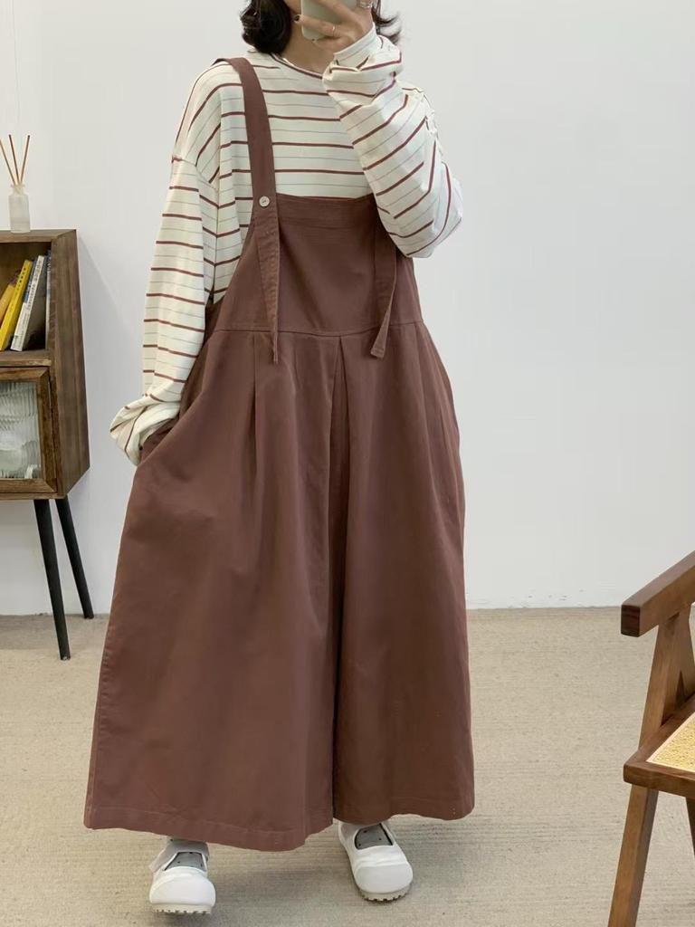 Kibu Jianchuan Spring Japanese Plus Size Casual Wide Leg Overalls Pants