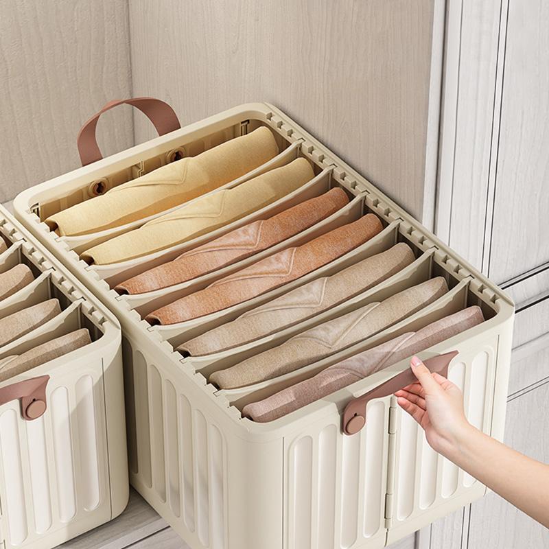 1pc Drawer Clothes Storage Box Foldable Grid Clothes Trousers Storage Basket Large-capacity Storage Box Wardrobe Organizer