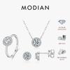 MODIAN Moissanite 925 Silver Fashion Luxury Round Necklace Stud Earrings Ring For Women Wedding Fine Jewelry Se
