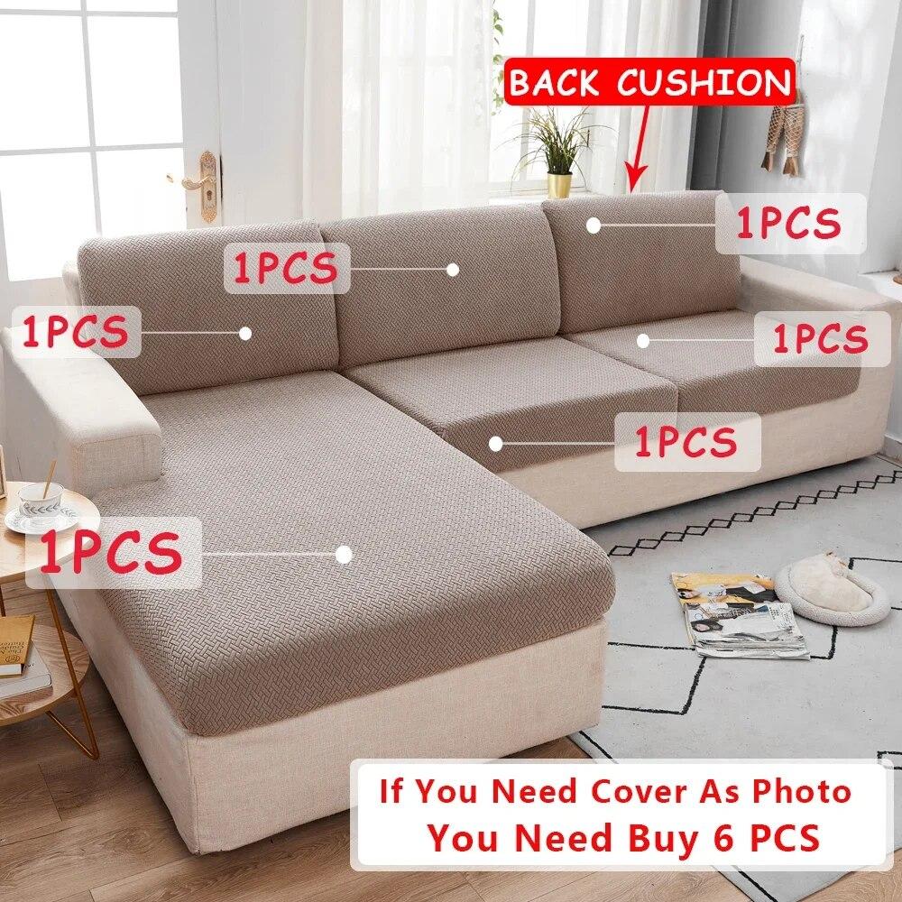 Jacquard Sofa Seat Cushion Cover Plain Color Stretch Thicken Sofa Cover For Living Room L Shape Corner Armchair Sofa Slipcovers