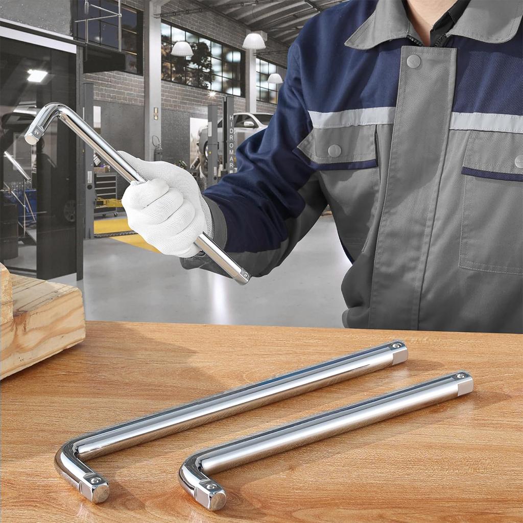 200-350mm 1/2" Drive Socket Breaker L Shape Extension Bar Wrench,L Shape Extension Bar Wrench, CR-V, Sliver, 1 Pcs